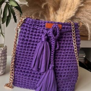 sac crochet fait main artisanat français pompon