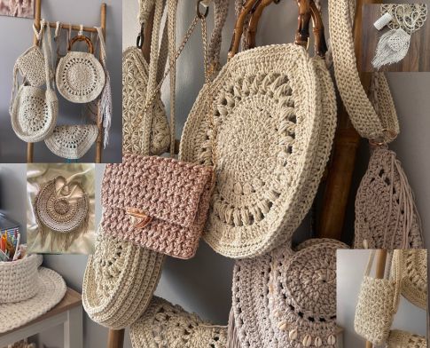 Sacs au crochet fait main style bohème artisanat français